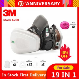 3M Mask 6200 19 In 1 PM2.5 Industrial Gas Mask Half Face Painting Spraying Respirator Safety Work Filter Dust Mask Dust Proof