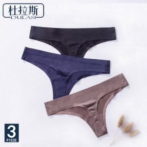 3pcs,Ice Silk Thong Panties Sexy Briefs Seamless Thongs Women Underwear Panties for Girls Ladies Panty G String Tangas DULASI